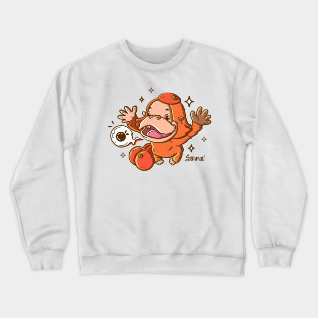 Little Overjoyed Orangeutan - The Orange-Loving Primate Crewneck Sweatshirt by SPIRIMAL